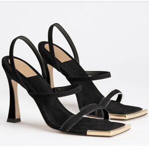 Good American Gold Trim Strappy Heels